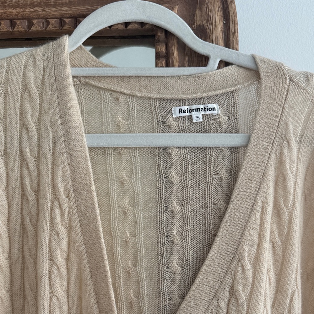 Reformation Cable-Knit V-Neck Cardigan size medium - Picture 2 of 4